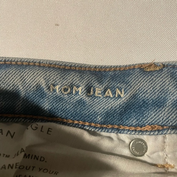 American Eagle Mom Distressed High Rise Light Blue Jeans - Picture 7 of 9